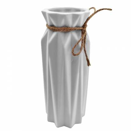 ΑΝΘΟΔΟΧΕΙΟ ΚΕΡΑΜΙΚΟ ΑΣΠΡΟ ΜΕ ΣΚΟΙΝΑΚΙ 21x7cm  στην Κατηγορία Διακοσμητικά 