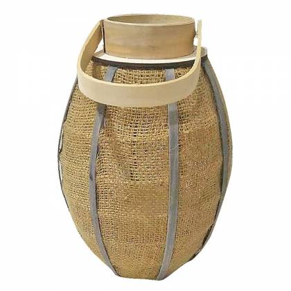 ΦΑΝΑΡΙ ΞΥΛΙΝΟ ΜΕ ΛΙΝΑΤΣΑ 35x22cm  στην Κατηγορία Κηροπήγια - Φαναράκια 