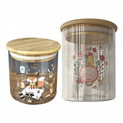 ΒΑΖΟ ΓΥΑΛΙΝΟ BOROSILICATE ΜΕ ΞΥΛΙΝΟ ΚΑΠΑΚΙ SWEET HOME 13x10cm   700ml  στην Κατηγορία Γυάλινα Βαζάκια - Μπόλ 