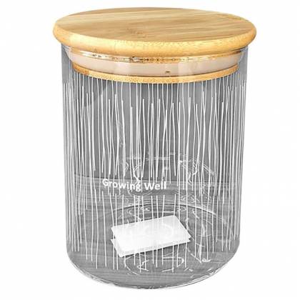 ΒΑΖΟ Borosilicate ΜΕ ΚΑΠΑΚΙ ΑΣΦΑΛΕΙΑΣ ΞΥΛΙΝΟ ΣΧΕΔΙΟ ΖΩΑΚΙΑ 750ml   12,5x10,5cm  στην Κατηγορία Γυάλινα Βαζάκια - Μπόλ 