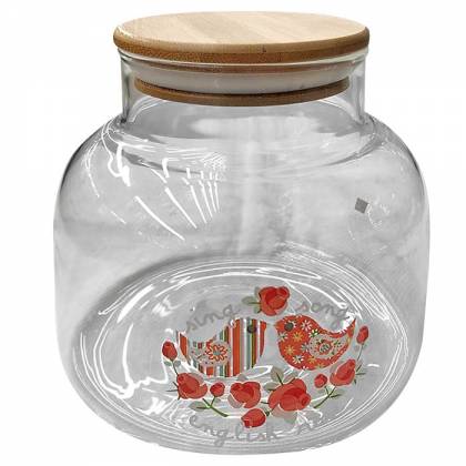 ΒΑΖΟ Borosilicate ΜΕ ΚΑΠΑΚΙ ΑΣΦΑΛΕΙΑΣ ΞΥΛΙΝΟ ΜΕ ΣΧΕΔΙΟ 1000ml   13x12,5cm  στην Κατηγορία Γυάλινα Βαζάκια - Μπόλ 