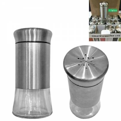 ΑΛΑΤΙΕΡΑ ΜΠΑΧΑΡΙΕΡΑ INOX- ΓΥΑΛΙ 11,5x5cm  στην Κατηγορία Γυάλινα Βαζάκια - Μπόλ 